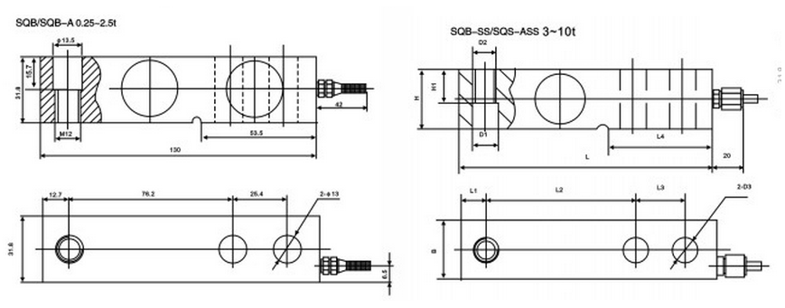 SQB-2稱重傳感器產品尺寸