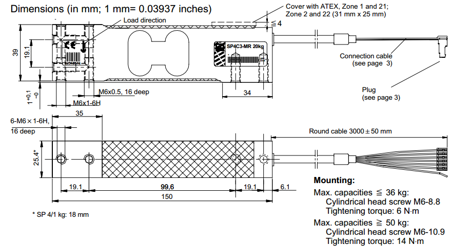 SP4MC3MR/50kg產品尺寸