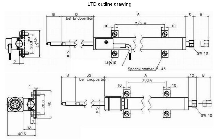 德國(guó)VOLFA LTD直線(xiàn)位移傳感器結(jié)構(gòu)尺寸圖