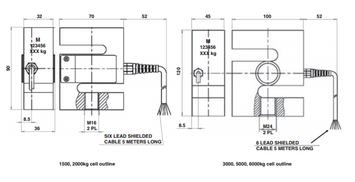 特迪亞619-1500Kg稱重傳感器產(chǎn)品尺寸圖